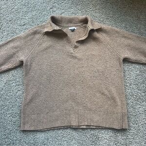 American Eagle Tan Knit Collared Sweater Size Extra Small